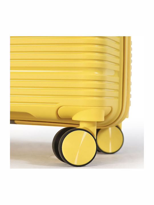 Newcom Medium Travel Suitcase Hard Yellow with 4 Wheels Height 64cm N1594/60