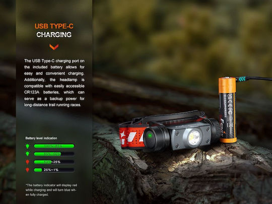 Fenix Επαναφορτιζόμενος Φακός Κεφαλής LED IP68 με Μέγιστη Φωτεινότητα 1200lm