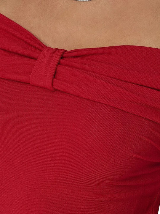 Fayola Women's Blouse Off-Shoulder Long Sleeve Red