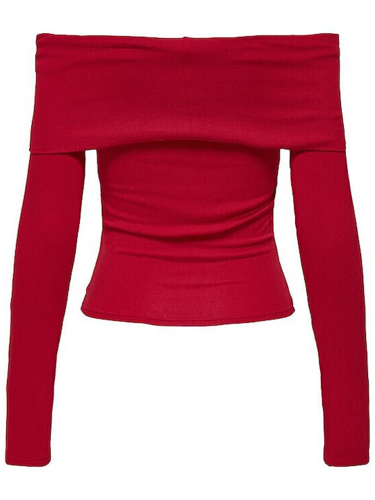 Fayola Women's Blouse Off-Shoulder Long Sleeve Red