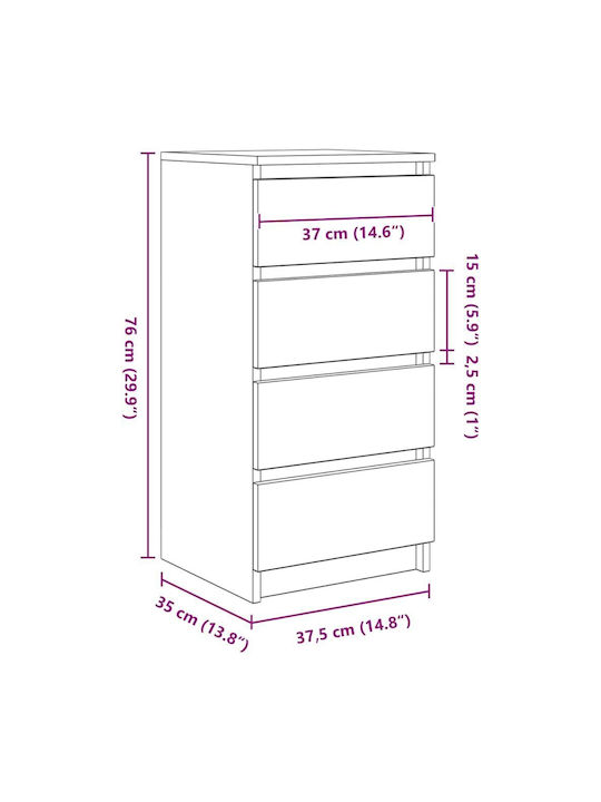 Office Storage Chipboard Cabinet Coffee L37.5xW35xH76cm