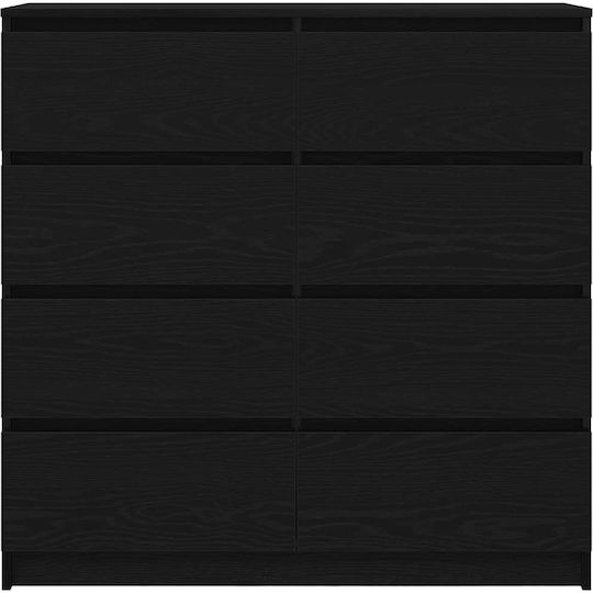 Office Storage Chipboard Drawer Black Velvet-Black Metal L100xW35xH99cm