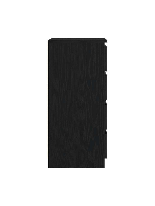 Office Storage Chipboard Drawer Black Velvet-Black Metal L37.5xW35xH76cm