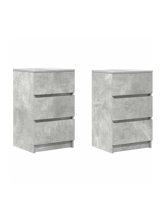 Vidaxl Bedside Tables 3 Drawers 2 Pieces Concrete Gray 39x35x65cm Gray