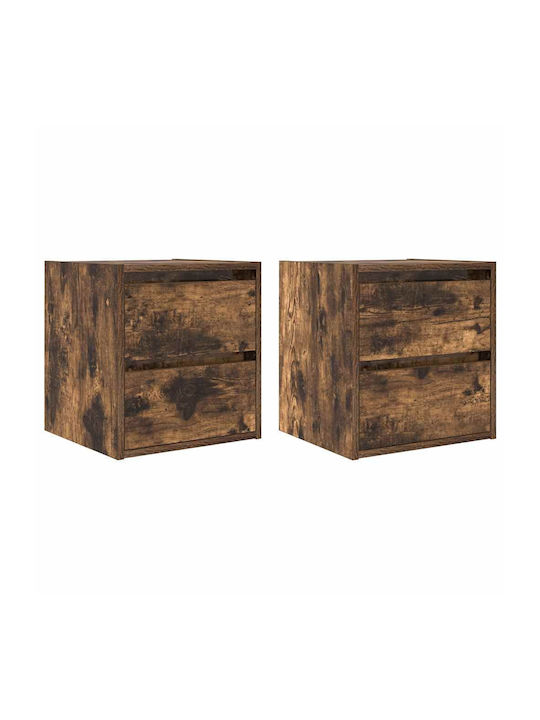 Vidaxl Wall-Mounted Bedside Tables 2 Pieces Smoked Oak 38x34x40cm Brown