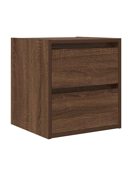 Vidaxl Wall-Mounted Bedside Table Brown Oak 38x34x40cm 1 Piece Brown