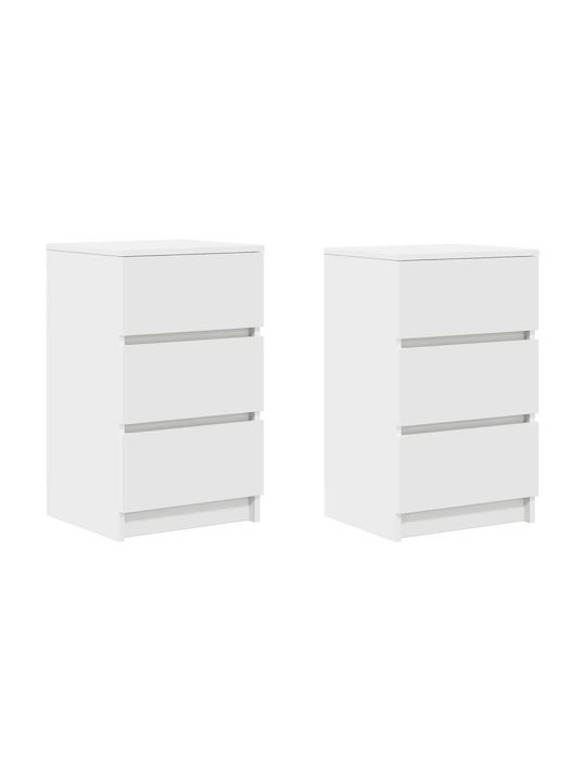 Vidaxl Bedside Tables 3 Drawers 2 Pcs White 39x35x65cm White