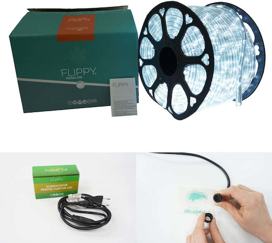 Țeavă luminată 144 Becuri 220V Alb rece 6m IP65