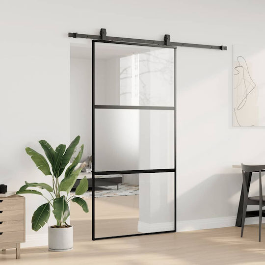 Vidaxl Schiebetür-Set Schwarze Beschläge 102,5x205 cm Schwarz
