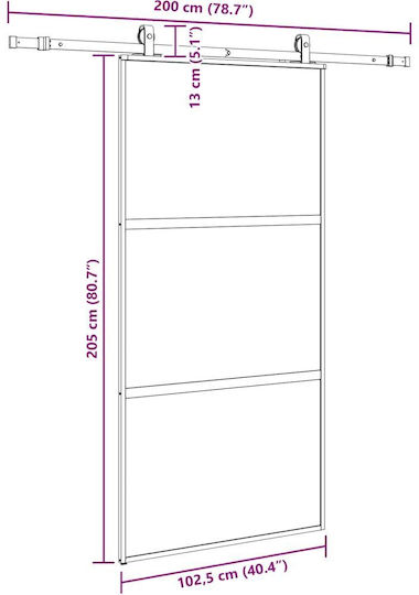 Vidaxl Schiebetür-Set Schwarze Beschläge 102,5x205 cm Schwarz