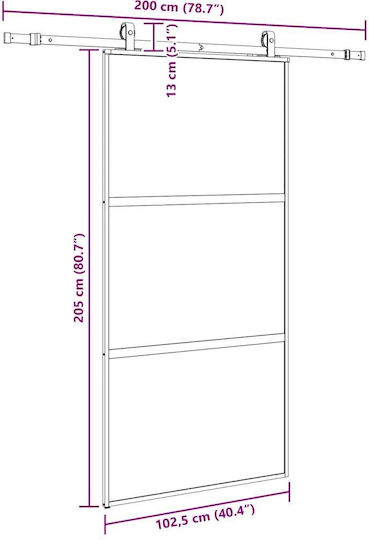 Vidaxl Σετ Συρόμενης Πόρτας Υλικό Μαύρο 102,5x205 Cm Μαύρο