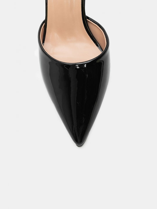 Luigi Pointed Toe Black Heels with Strap