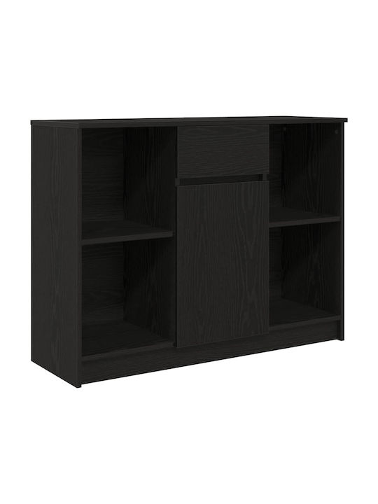 Sideboard Wooden with Drawers Black Oak, Black 101x35x76cm