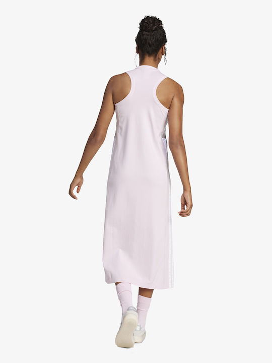 Essentials 3-Stripes Summer Midi Athletic Sleeveless Pink Dress