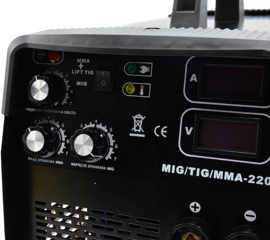 Geko G80096 Welding Machine MIG / TIG / MMA / FCAW with Maximum Welding Current 220A and Duty Cycle 60%