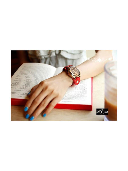 Damen Uhr mit Orange Lederarmband