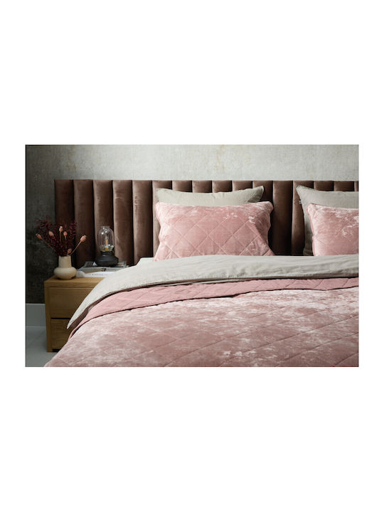 Luxuriöses Samt-Quilt-Set 2 Kissenbezüge 240 x 220 cm Rosa 8720604888485 Sleepmed