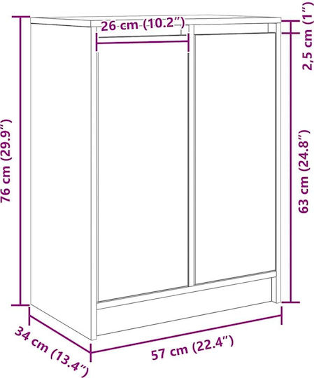 Дървен Кафяв Офисен Шкаф 57x34x76см