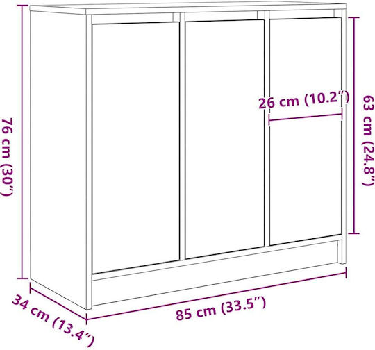 Дървен Офисен Шкаф Кафяв 85x34x76см
