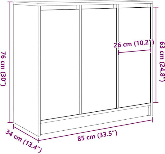 Cabinet De Birou Din Lemn Gri 85x34x76cm