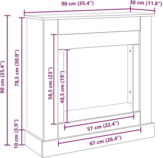vidaXL Μεταλλικό Προστατευτικό Τζακιού 90x30x90cm Μαύρο