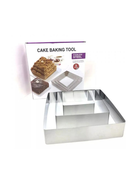Formă de Patiserie pentru Chec Rotund din Oțel Inoxidabil 3buc