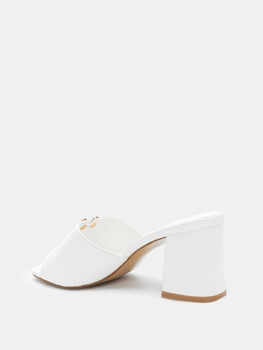 Luigi Heel Mules White