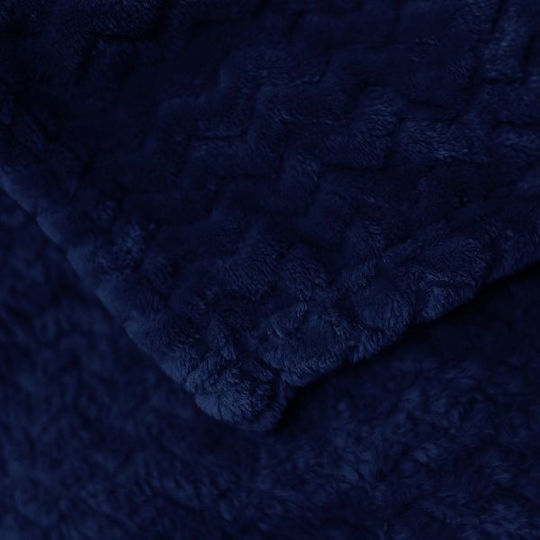 Fleece Double Blanket 215×230 Velour Zig Zag Blue Fleece Double Blanket 215×230 Velour Zig Zag Blue