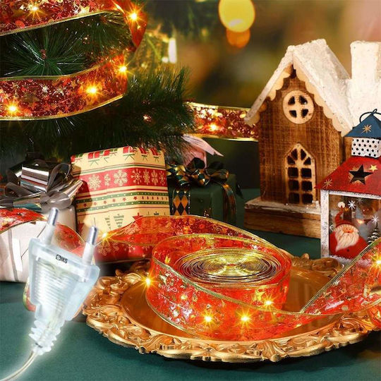 Lighted Christmas Ribbon Red 1pc