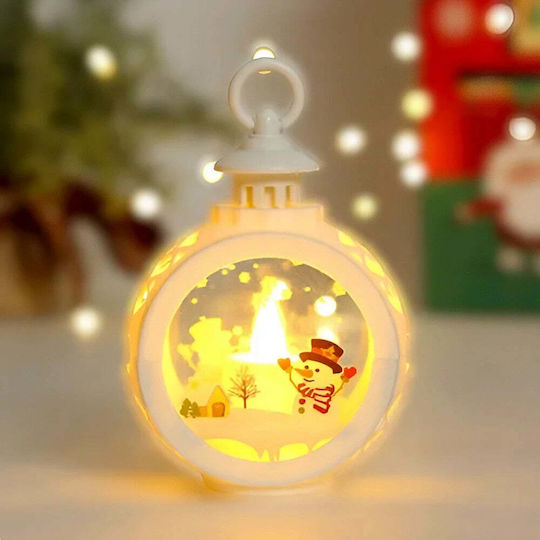 Christmas Glass White Lantern 13.5x9cm