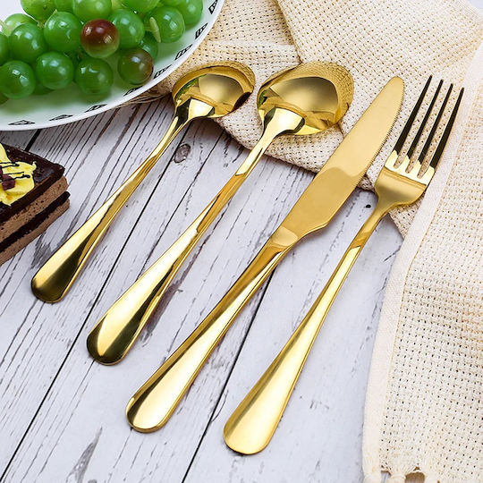 Bakaji Cutlery Set Stainless Gold 24pcs
