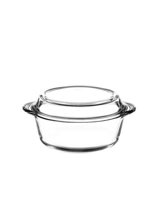 Oală Rotundă de Sticlă cu Capac de Sticlă 1.45lt 1buc