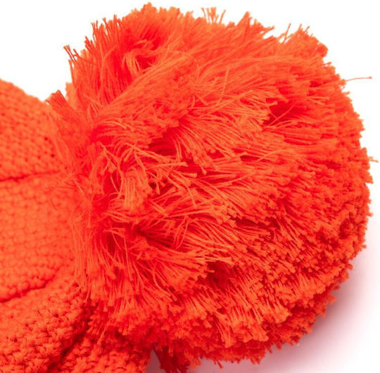 Pom Pom Beanie Unisex Beanie Gestrickt in Orange Farbe