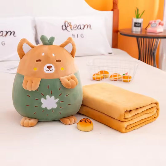 Jucărie de pluș multifuncțională Dimensiuni 25x30x30cm Pătură pufoasă Dimensiuni 180x100cm Model Kiwi Culoare Verde Abyz