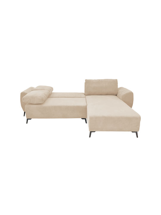 Settee Ъгъл Диван Спалня Текстил със съхранение Beige Shade 286x204x93см.