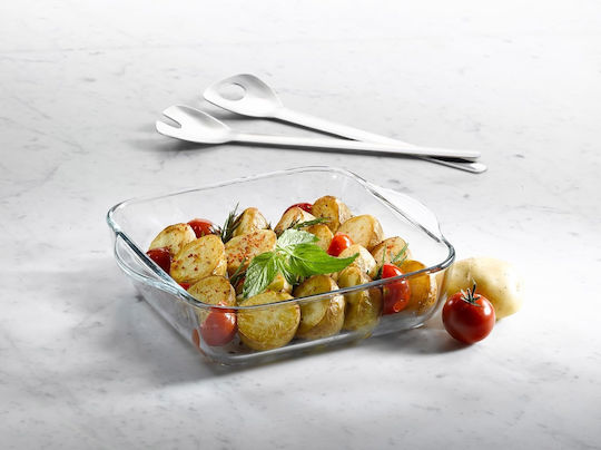 Pătrat Vas de Gătit Rezistent la Căldură Sticlă 25.6x22cm 1buc