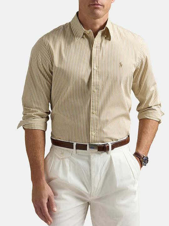 Ralph Lauren Shirt Long-sleeved Cotton Shirt Striped Biege