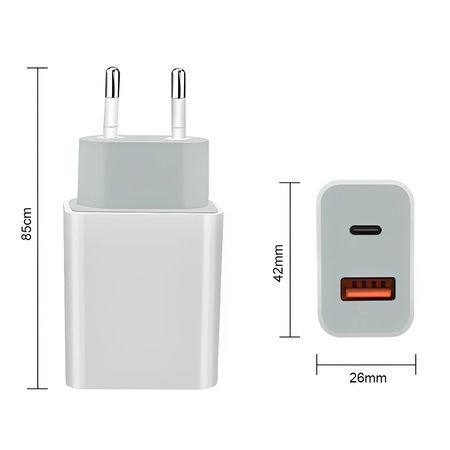 Încărcător Fără Cablu cu Port USB-A și Port USB-C 18W Livrarea energiei / Quick Charge 3.0 Albς