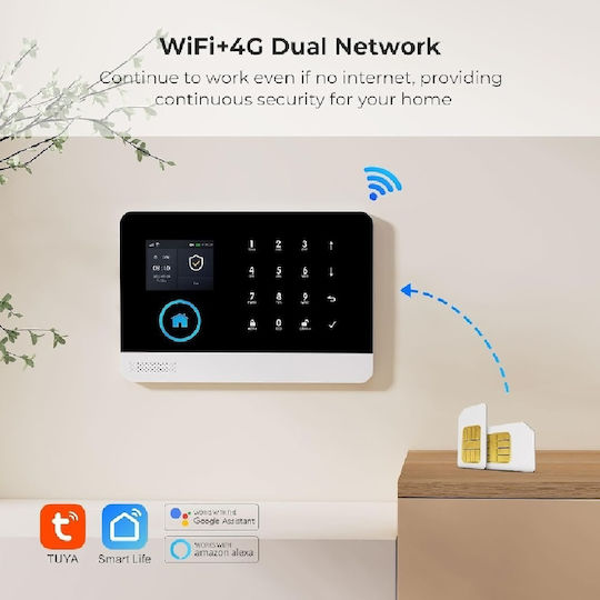 PGST PG-103-K Wireless Alarm System with 5 Motion Detectors , 12 Door Sensors , Siren , 4 Remotes , 4 Tags and Keyboard (Wi-Fi)