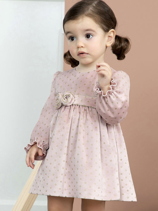 Abel & Lula Children's Dress Velvet Pink, Gold