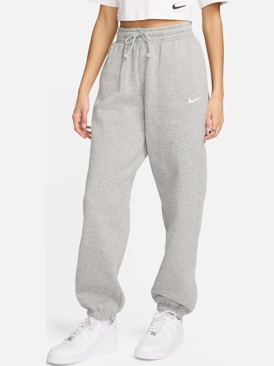 Ψηλόμεσο Παντελόνι Φόρμας με Λάστιχο Fleece Γκρι