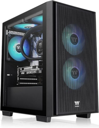 Thermaltake Versa H16 TG ARGB Гейминг Micro Tower Компютърна кутия със странично прозорче Черно