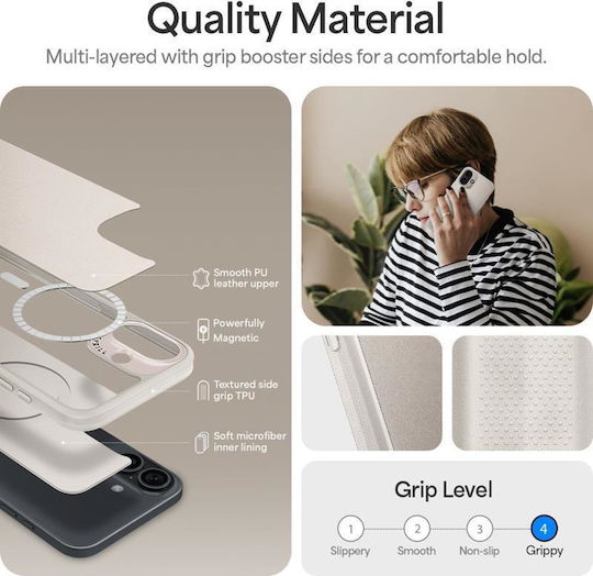 Spigen Cyrill Kajuk MagSafe Back Cover Piele artificială Bej (iPhone 16)
