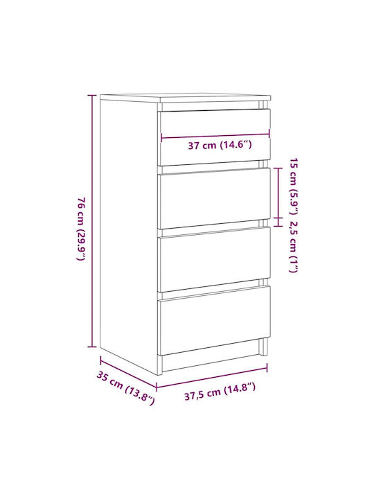 Чекмеджета Офис Дървена Кафяв 37.5x35x76см