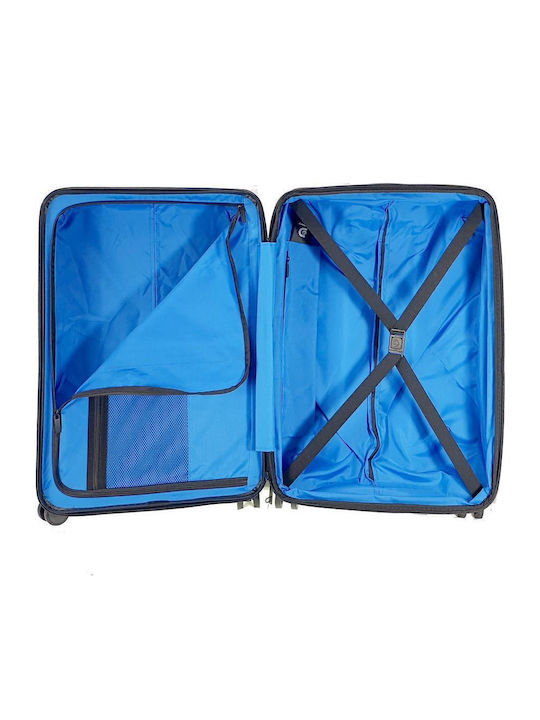 Discovery Medium Travel Suitcase Hard Blue with 4 Wheels Height 65cm