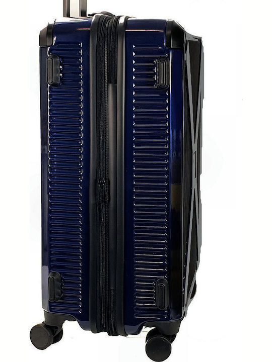 Discovery Medium Travel Suitcase Hard Blue with 4 Wheels Height 65cm