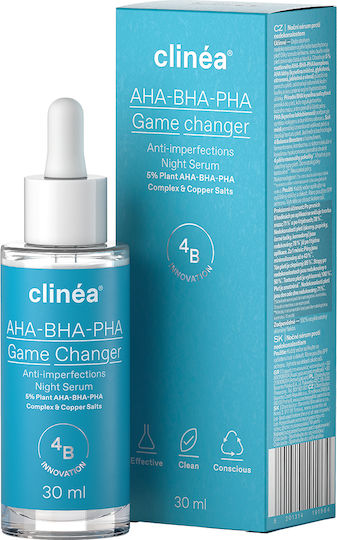 Clinea AHA-BHA-PHA Game Changer Anti-imperfections Anti-aging Serum Face with Collagen for Firming & Imperfections 30ml