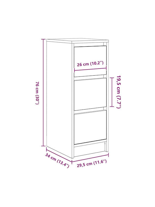 Office Storage Chipboard Cabinet White L29.5xW34xH76cm