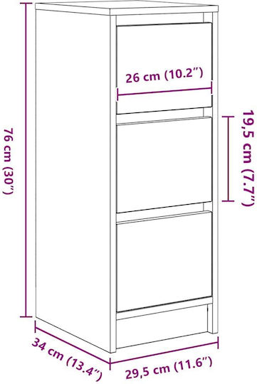 Чекмеджета За Бюро Дървени Бели 29.5x34x76см