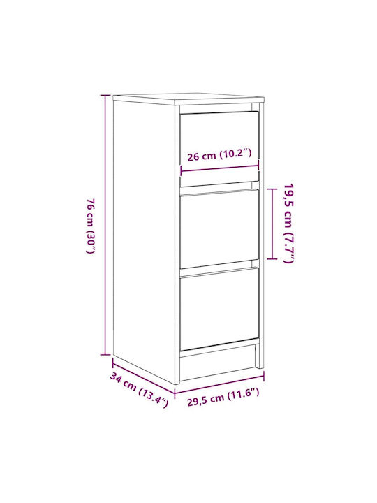 Office Storage Chipboard Cabinet Coffee L29.5xW34xH76cm